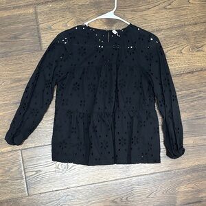 J. Crew Black Eyelet Blouse